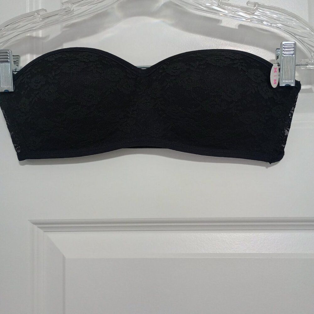 **NWT**  PINK Black Lace Strapless Bra  Size M